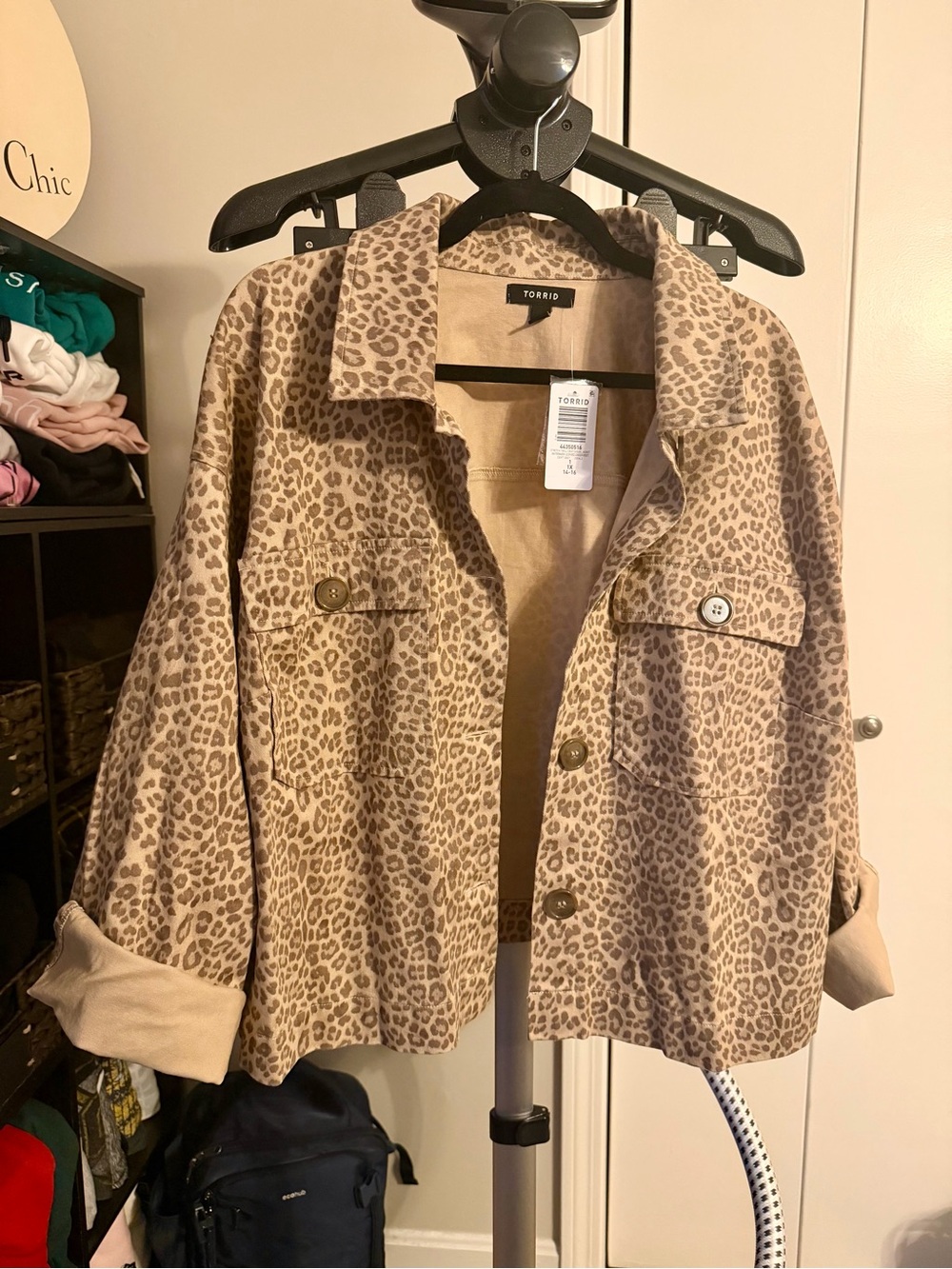 torrid Leopard-Print Jean Jacket in Tan and Brown